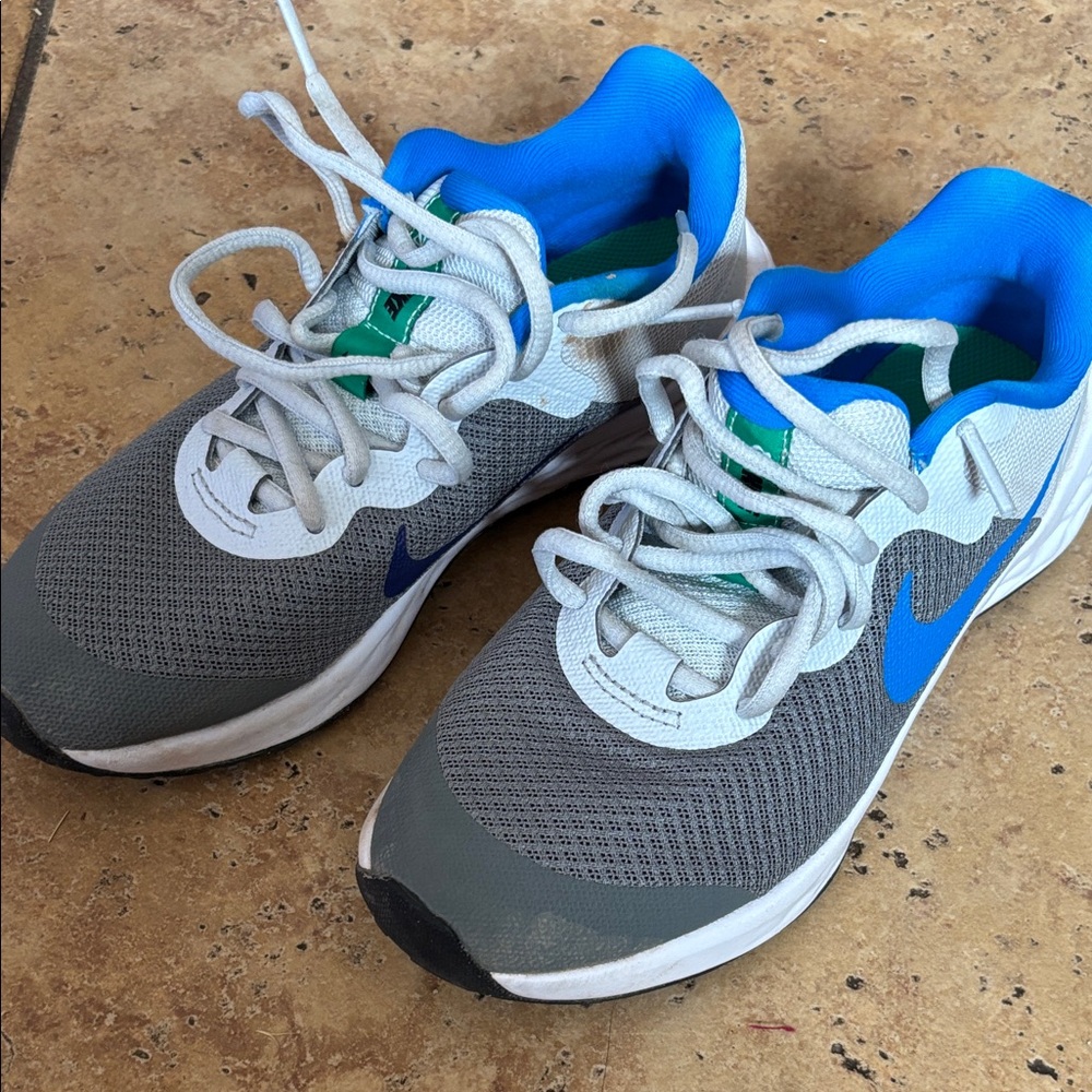 Nike Kids Gray, Blue and Green Athletic Sneakers
